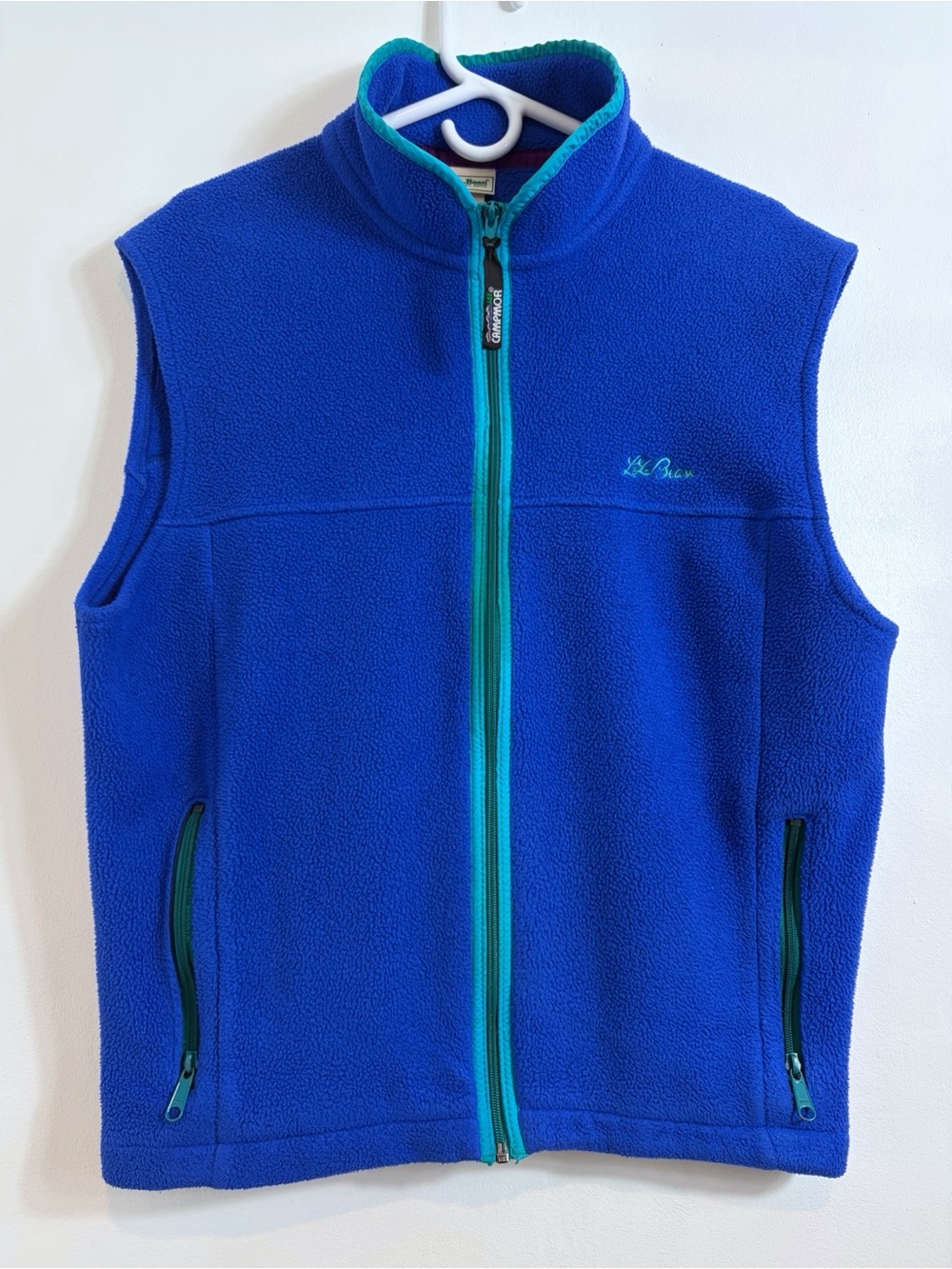 Vintage LL Bean Campmor USA Made Zip Front Blue Fleece Vest SEE Description